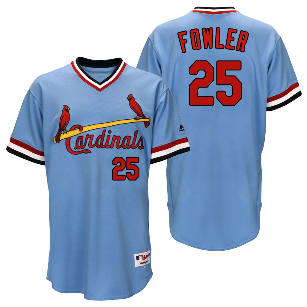 St. Louis Cardinals Dexter Fowler #25 Majestic Light Blue Authentic Turn Back the Clock Jersey